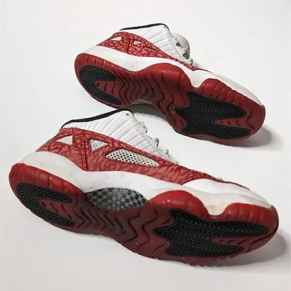 Nike Air Jordan 11 Low Basketball Shoes Red and White Size 7.5
